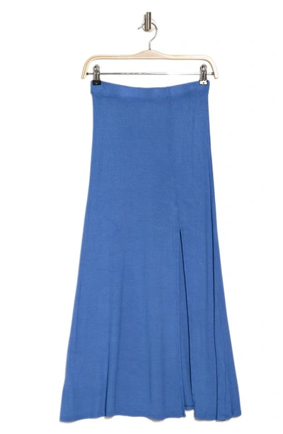 Go Couture Side Slit Maxi Skirt In Blue Perennial