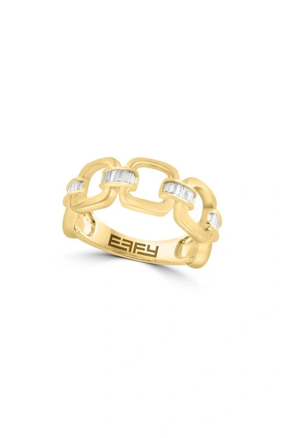 Effy 14k Yellow Gold Baguette Diamond Link Ring