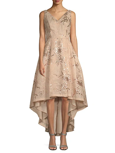 Calvin Klein Sequined Sleeveless Dress In Beige