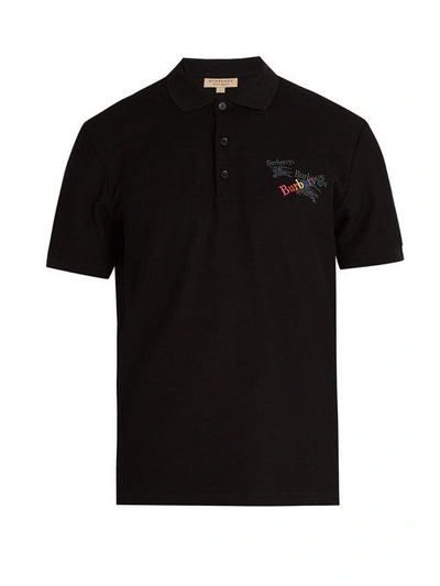 Burberry Triple Archive Logo Polo Shirt In Black