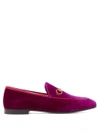 Gucci Jordaan Velvet Loafers In Fuchsia