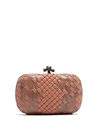 Bottega Veneta Snakeskin Knot Clutch In Pink