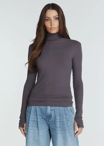 7diamonds Modal Long Sleeve High Neck T Shirt In Anthracite