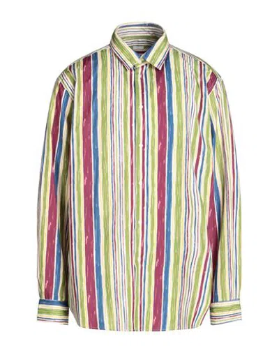 8 By Yoox Cotton Striped Oversize Shirt Man Shirt Green Size Xxl Cotton
