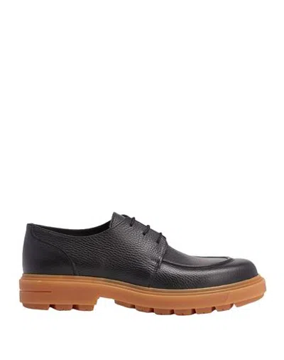 8 By Yoox Full-grain Leather Lace-up Man Lace-up Shoes Black Size 9 Calfskin