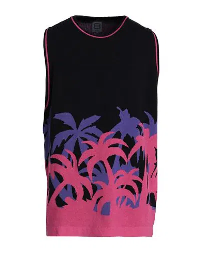 8 By Yoox Multicolor Cotton Jacquard Sleeveless Sweater Man Sweater Fuchsia Size L Cotton, Recycled In Pink