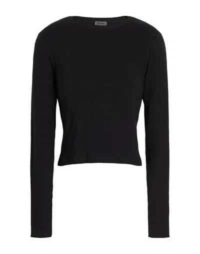 8 By Yoox Organic Cotton Crew-neck Long Sleeves Ribbed Top Woman T-shirt Black Size Xxl Organic Cott