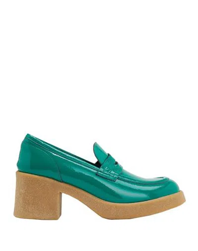 8 By Yoox Patent Leather Penny Loafer Woman Loafers Green Size 11 Calfskin