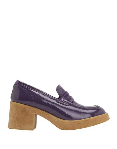 8 By Yoox Patent Leather Penny Loafer Woman Loafers Purple Size 11 Calfskin