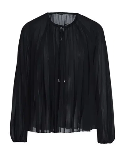 8 By Yoox Pleated V-neck Blouse Woman Blouse Black Size 12 Recycled Polyester