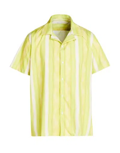 8 By Yoox Printed Camp-collar S/sleeve Oversize Shirt Man Shirt Lime Green Size Xl Cotton