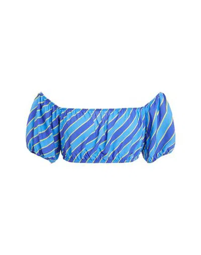 8 By Yoox Printed Crop Top Woman Top Blue Size 12 Viscose