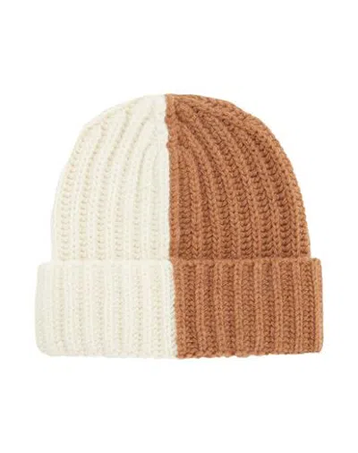 8 By Yoox Recycled Wool Bicolor Beanie Hat Cream Size Onesize Recycled Wool In White
