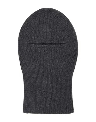 8 By Yoox Recycled Wool Monocolor Balaclava Hat Charcoal Size Onesize Recycled Wool, Elastane In Grey