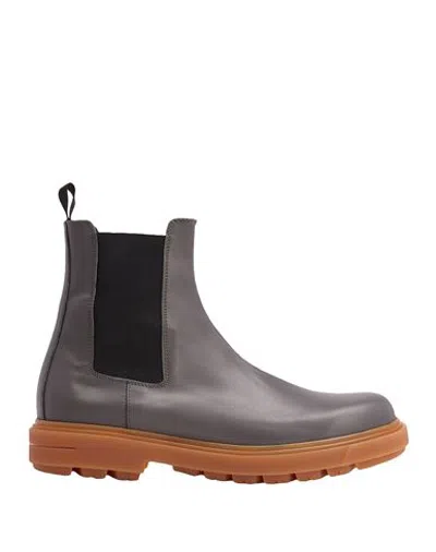 8 By Yoox Rubber Leather Chelsea Boot Man Ankle Boots Grey Size 13 Calfskin In Green