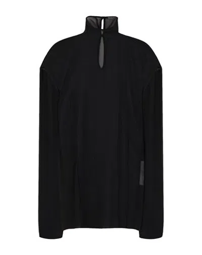 8 By Yoox See-through High-neck Blouse Woman Blouse Black Size 12 Polyester