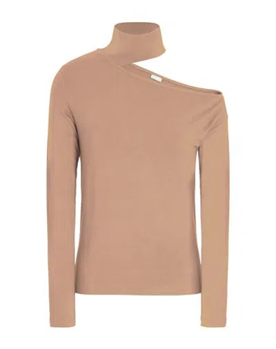 8 By Yoox Viscose Cut-out L/sleeve Top Woman Top Camel Size Xl Viscose, Elastane In Beige