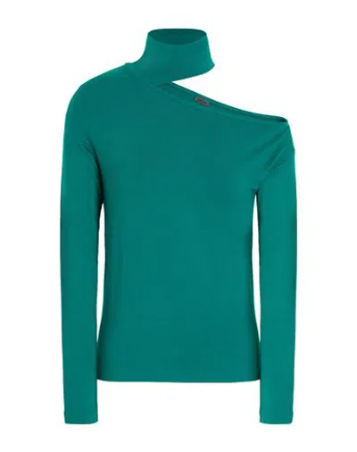 8 By Yoox Viscose Cut-out L/sleeve Top Woman Top Green Size Xl Viscose, Elastane