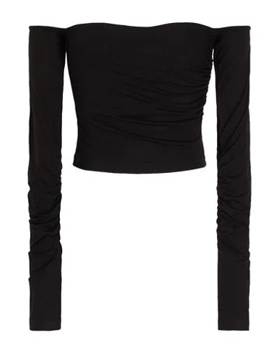 8 By Yoox Viscose Off-shoulder Top Woman Top Black Size Xxl Viscose, Elastane