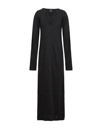 8 By Yoox V-neck Ribbed Long Dress Woman Midi Dress Black Size Xl Viscose