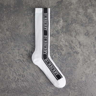 Burberry Logo Technical Knit Socks In White