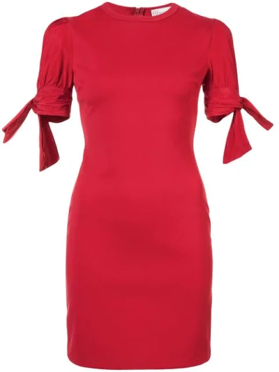 Red Valentino Tied Sleeved Mini Dress In Red
