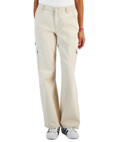 Vanilla Star Juniors' Corduroy High-rise Flare-leg Pants In Vanilla