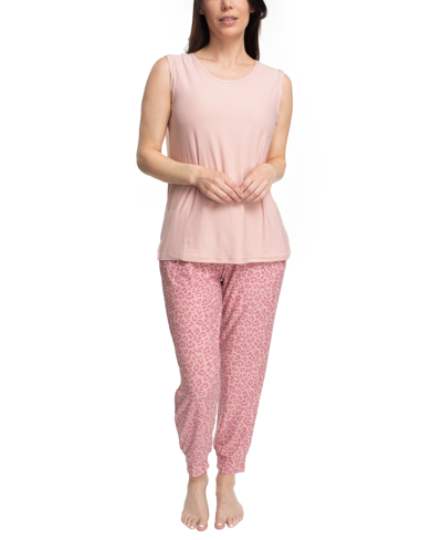 Muk Luks Plus Size 2 Piece Cloud Knit And Joggers Sleep Set In Pink