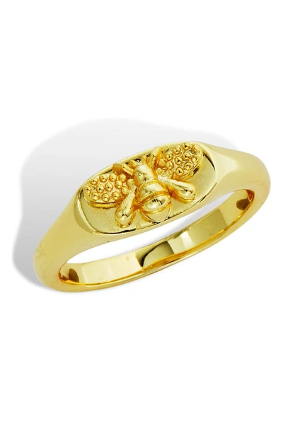 Savvy Cie Jewels 14k Gold Plated Bee Signet Ring