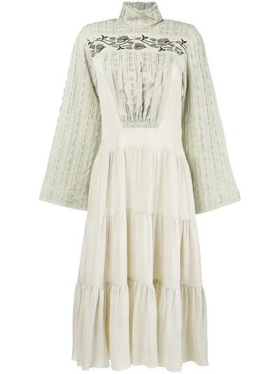 Chloé Victorian High Neck Dress In Neutrals