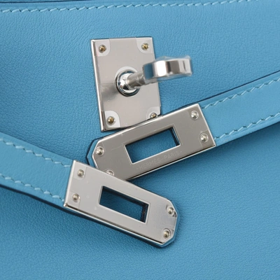 Hermes Hermès Kelly Blue Leather Clutch Bag ()