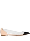 Gianvito Rossi Black And Beige Plexi Pvc And Leather Flats