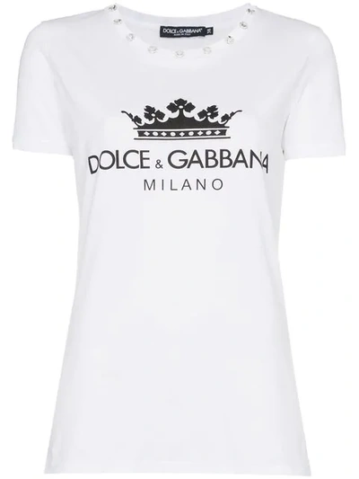 Dolce & Gabbana Dg Milano 31 Crewneck Short-sleeve Jersey T-shirt In White