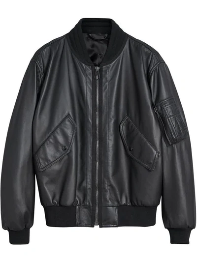 Burberry Textured Bomber Jacket In Black