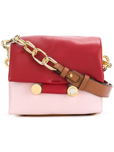 Marni Small Caddy Leather Shoulder Bag In Red