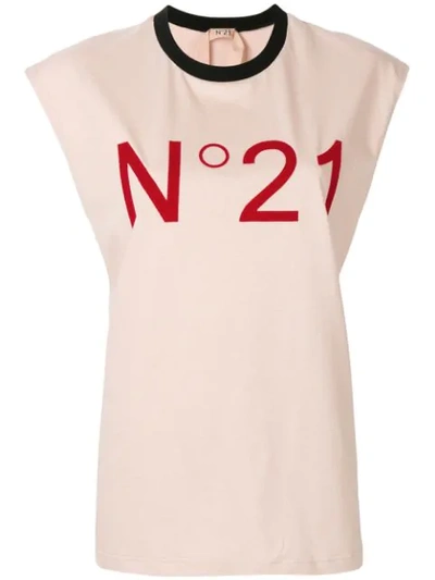 N°21 Nº21 Cap-sleeve Logo T-shirt - Pink In Basic