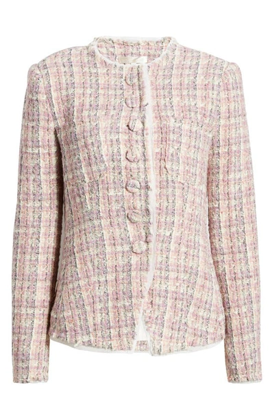 Loveshackfancy Fraser Tweed Jacket In Pink