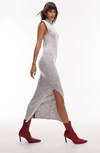 Topshop Exposed Seam Knit Midi Dress In Gray