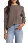 Loveappella Cozy Crewneck Long Sleeve Top In Olive