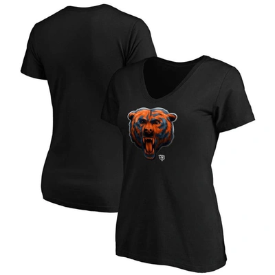 Fanatics Branded Black Chicago Bears Midnight Mascot Logo V-neck T-shirt