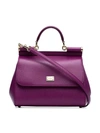 Dolce & Gabbana Purple Sicily Medium Leather Tote Bag In Pink