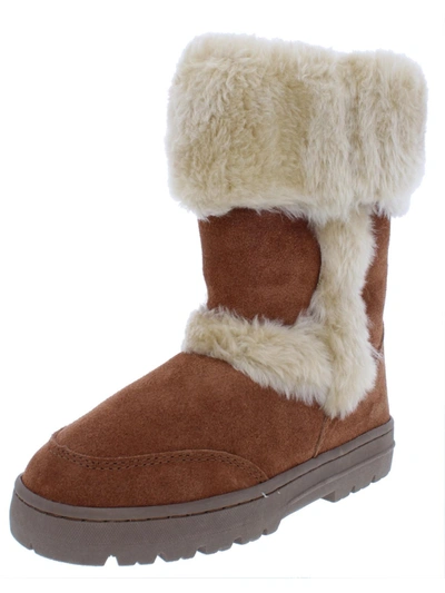 Style & Co Witty Womens Suede Faux Fur Casual Boots In Pink