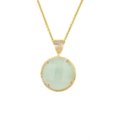 Liv Oliver 18k Gold Sea Green Chalcedony Disc Drop Necklace