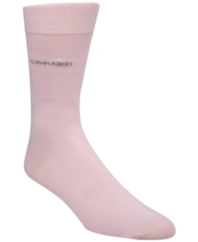 Calvin Klein Men's Socks, Giza Cotton Flat Knit Crew In Rosa Pink