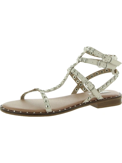 Steve Madden Tashia Womens Faux Leather Padded Insole Gladiator Sandals In Beige