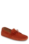Tod's Gommini Tie Front Driving Moccasin In Persimmon Suede