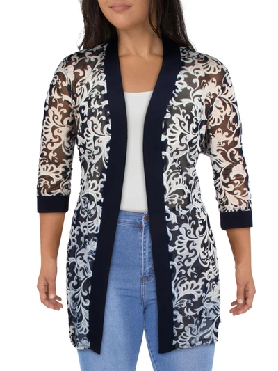 R & M Richards Plus Womens Mesh Sheer Topper Jacket In Multi