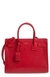 Saint Laurent Baby Sac De Jour Croc Embossed Calfskin Leather Tote - Red In New Red