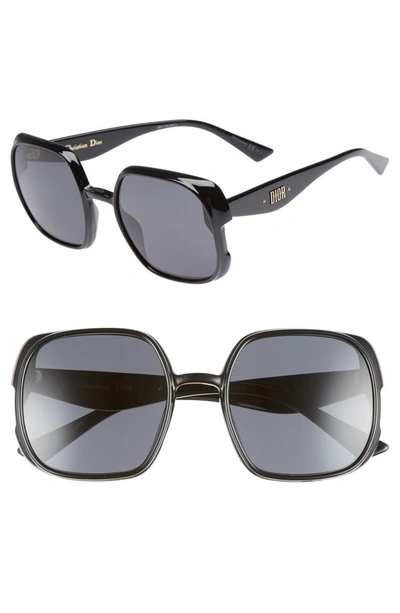 Dior Nuance 56mm Square Sunglasses - Black