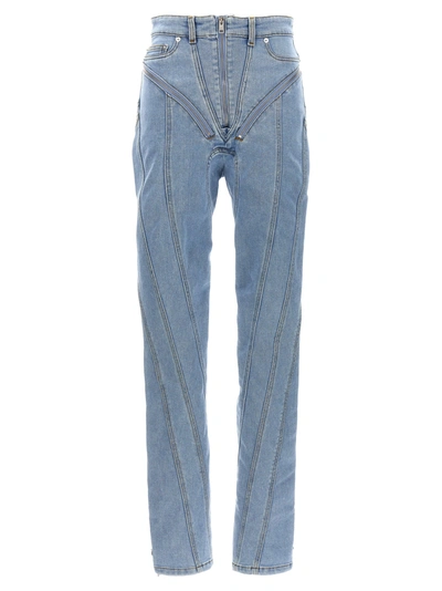 Mugler Zipped Spiral Jeans Light Blue